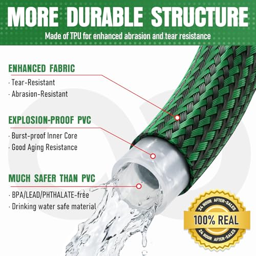 Image of Garden Hose 25 ft, Non-Expanding Lightweight Kink-Free Flexible Water Hose