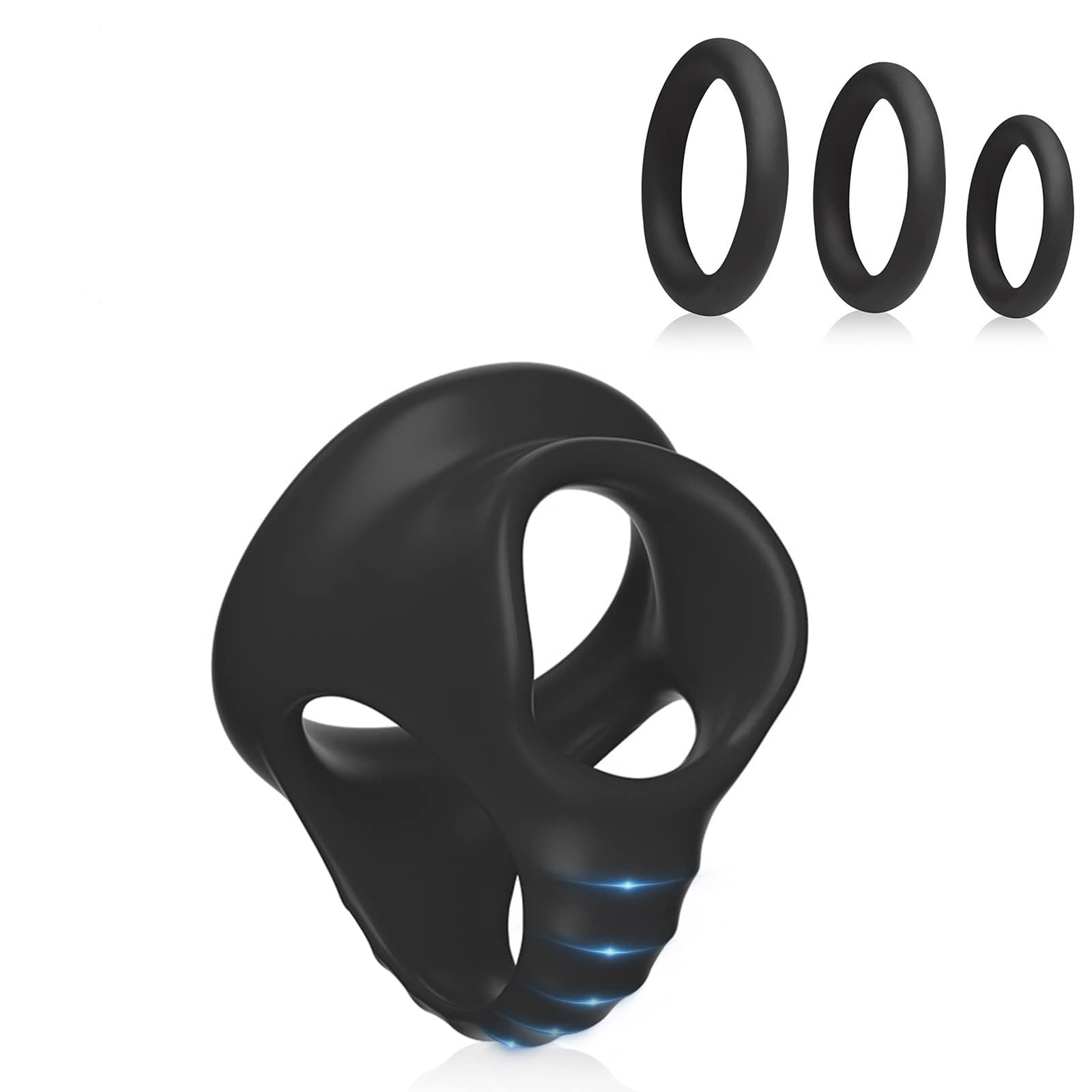 Anneau Pénien Réglable En Silicone Noir - Retard D'éjaculation, Neuf Sans Marque