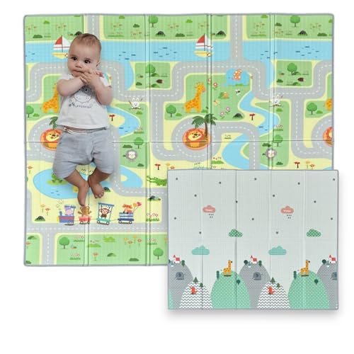 MPZONLINE, Alfombra Bebe Acolchada Plegable, 180x160 cm, Grosor 1 cm, Reversible e Impermeable, Colchoneta Infantil para Juegos en el Suelo, aisla termicamente (Modelo 1)