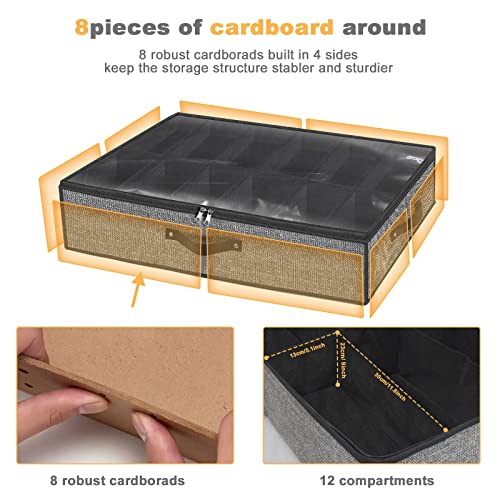 Homyfort CDXBG1 Under Bed Shoe Storage Organizer Fits 12 Pairs- Underbed Shoe Container Solution Shoes Box Bins thumb #2