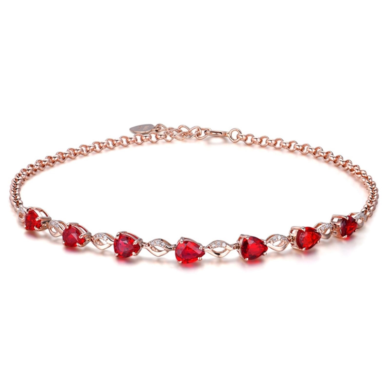 Bransoletki z białego złota 750/585/375, 1,8ct rubinowa bransoletka 16-18 cm przedłużenie 4 cm z diamentem, bransoletki dla kobiet chłopaków
