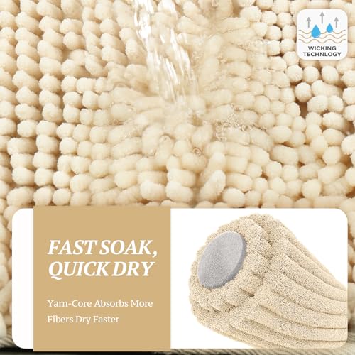 Image of Vivaglory 35 inchx 25 inch Large Litter Mat for Litter Trapping, Waterproof Microfiber Cat Litter Catcher Rug, Super Soft for Cat's Paws, Easy to Clean, Beige