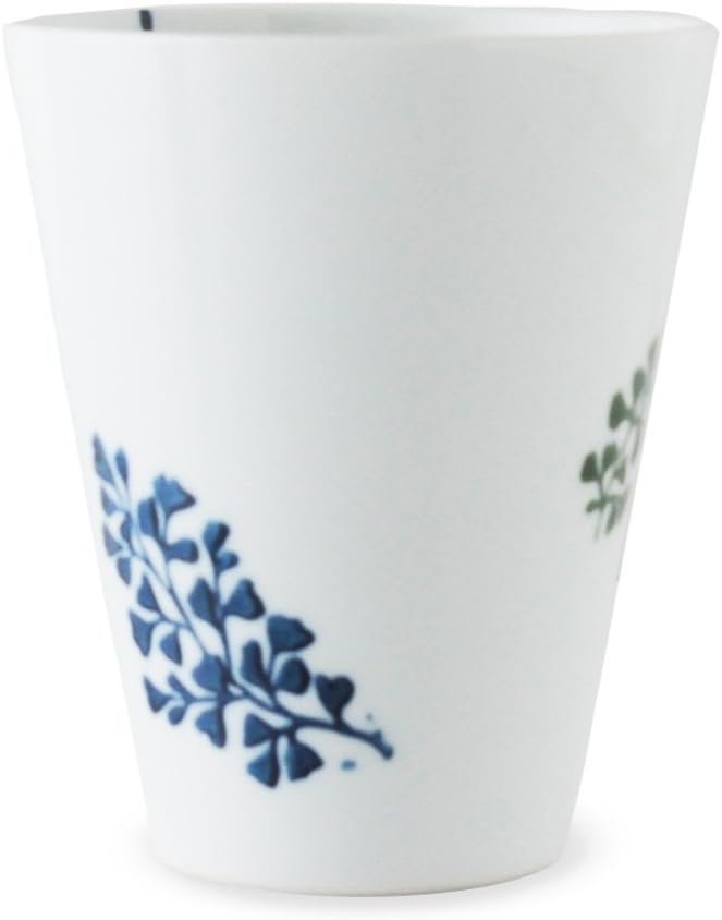 Hasami Ware CtoC JAPAN Free Cup, Two-Color Leaves, φ3.5 x H4.3 inches (9 x 11 cm), 13.6 fl oz (345 cc)