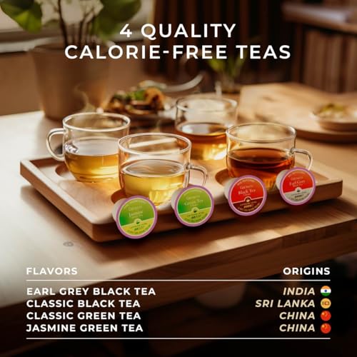 Image of Gya Tea Co All Day Focus Tea Gift Set (16 ct) - Assorted Tea Pod Variety Pack with Earl Grey, Black, Green & Jasmine Green 4 Flavors for Refresh & Energy
