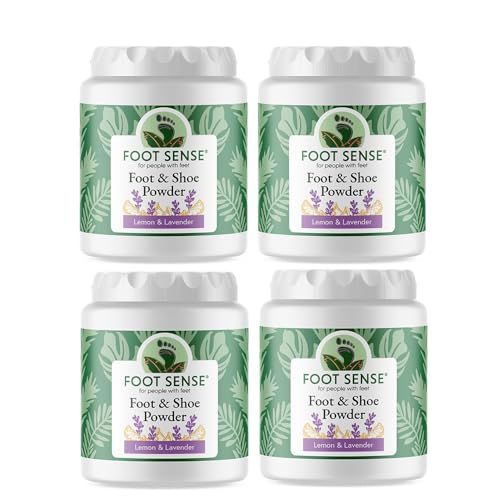 FOOT SENSE All Natural Foot & Shoe Powder Foot Deodorant Talc-Free Odor Eliminator Disinfects & Deodorizes Long-Lasting up to 6 Months Safe for Men Women Kids Athletes 50g (4 Pack)
