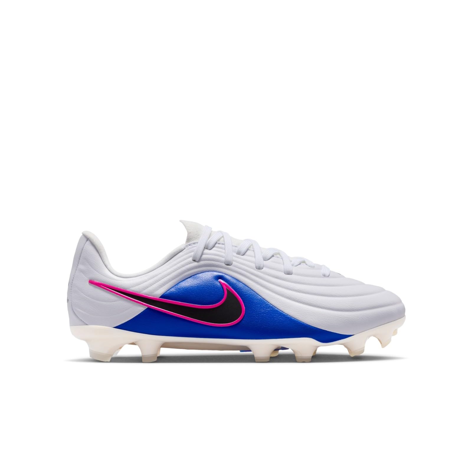 Nike Kids Jr Tiempo Maestro Academy FG/MG Football Shoes, White/Black/Racer Blue/Pink Bl, 4.5