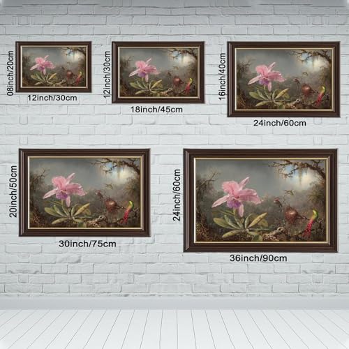 Décoration murale bureau Orchidée et trois colibris tableau suspendre - 2
