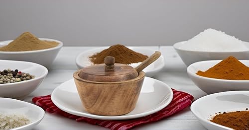 Miniatura 3 de Azucarero decorativo de madera y cuchara con tapa, boca ancha, tarro de dulces para especias, condimentos, frutos secos, recipiente para servir,
