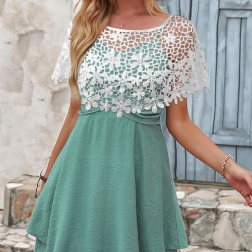 HANNEA HANNEA Lace Shrugs for Women, Stylish Cape Poncho for Women, Floral Crochet Poncho Shoulder Capes for Evening Dress, White Lace Shawl Poncho Cape