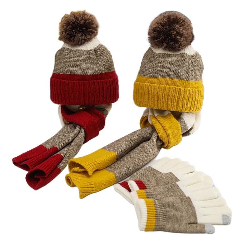 Zonto Wintermütze kinder Verdickter Samthut, Um Für Mittlere Und Große Kinder Winter Wollhutschalhandschuhe 3-Teilige Set Warm Zu Halten