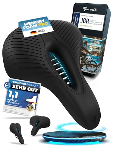 MIVELO Comfort PRO Fahrradsattel mit Memory Foam I Fahrrad Sattel Damen I Fahrradsattel Herren bequem & ergonomisch (Trekking)
