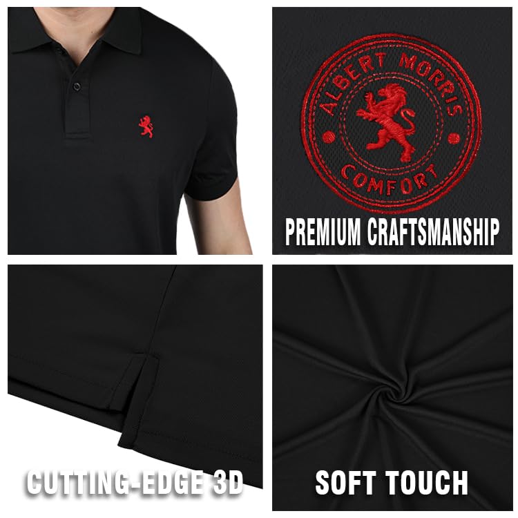 Albert Morris Mens Short Sleeve Polo Shirts Regular Fit Moisture Wicking Performance Polyester 4-Pack product thumbnail 6