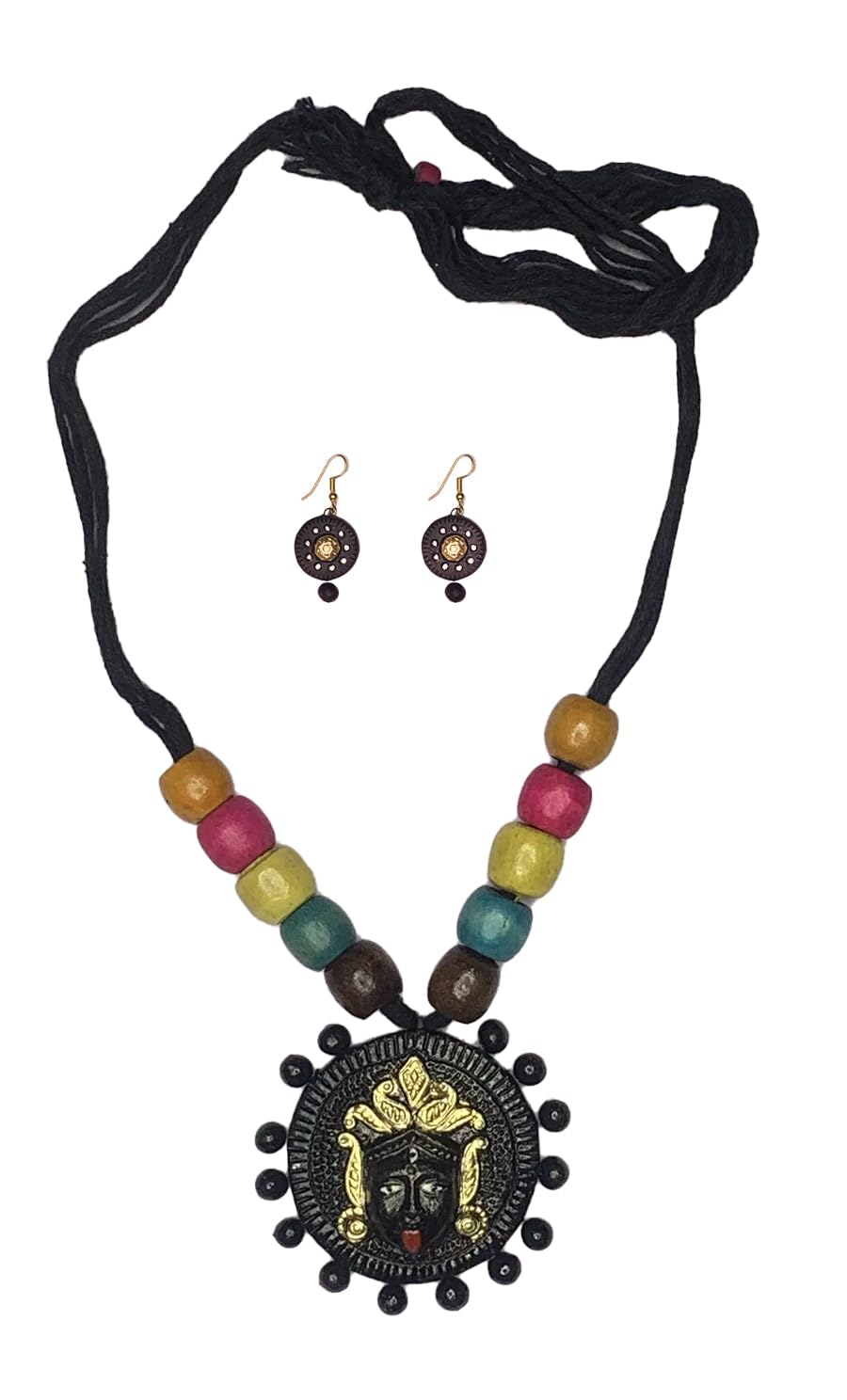 SharanyaD Handmade Terracotta Jewellery Set with necklace and earring, Womens Contemporary Terracotta Necklace - Maa Kaali Pendant (B0CTKTFQRT) Amazon Price History, Amazon Price Tracker