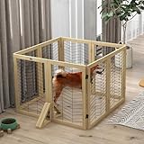 PawHut Hunde Absperrgitter aus Holz, Türschutzgitter, Klappbares Hundegitter mit 8 Platten, Hundeabsperrgitter, Treppenschutzgitter, Kamingitter für Ofen, Natur, 375 x 44 x 70 cm