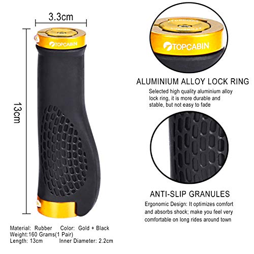 Image of TOPCABIN Ergonomic Bike Grips - Widen Holding Rubber Grips with Aluminum LockGrips for Mountain & Road Bikes