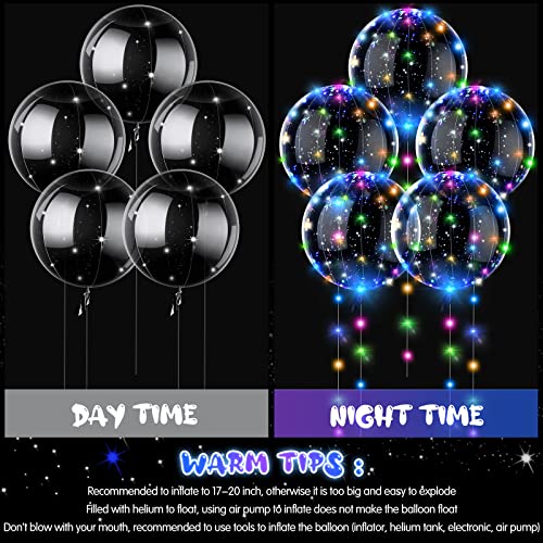 Led Balloons 40 Sets, Led Light Up Bobo Balloons 20 Inches With String Lights Bobo Balloons With Lights And Air Pump Transparent Glow In The Dark Balloons For Wedding Party Decoration #TOP2