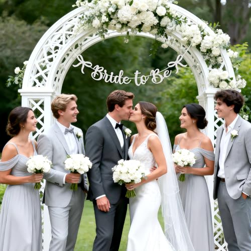 Image of Bride to Be Banner, White Bride to Be with Bow Glitter Bachelorette Banner