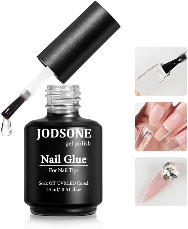 JODSONE 15 ml 5-in-1 Nail Glue Gel for Extensions - Long-lasting Gel for Clear Nail Tips & Press-on Nails, Nail Repair Treatment, Salon Professional Quality for DIY & Home Use