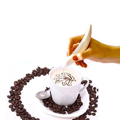 Nemoyard Electric Spice Pen coffee Art Pen For Latte & Food Art,Make Creative Messages & Drawings With Cinnomon,Coffee Grounds,Cocoa Powder,Ground Sugar (White)