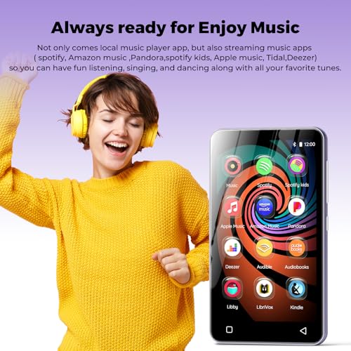 Image of 160GB MP3 Player with Bluetooth and WiFi, innioasis Music Player with Spotify,Pandora,Amazon Music,4 inch Touch Screen Android MP4 MP3 Player for Kids with Libby,Audible,Spotify Kids(Purple)