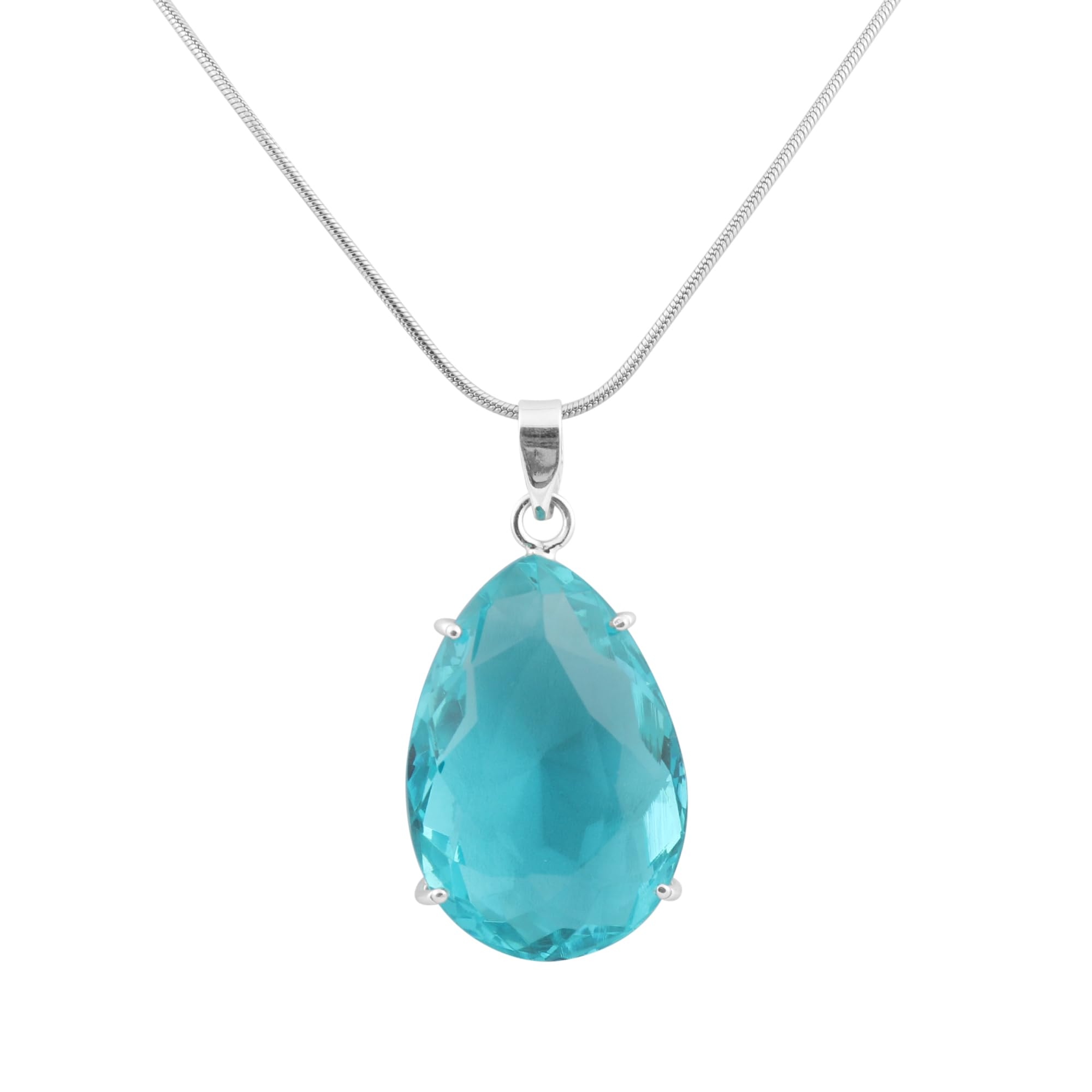 GEMHUB Silver Pendants 97.50 Carat Blue Topaz Pendant Gemstone Necklace Sterling Silver Pendant
