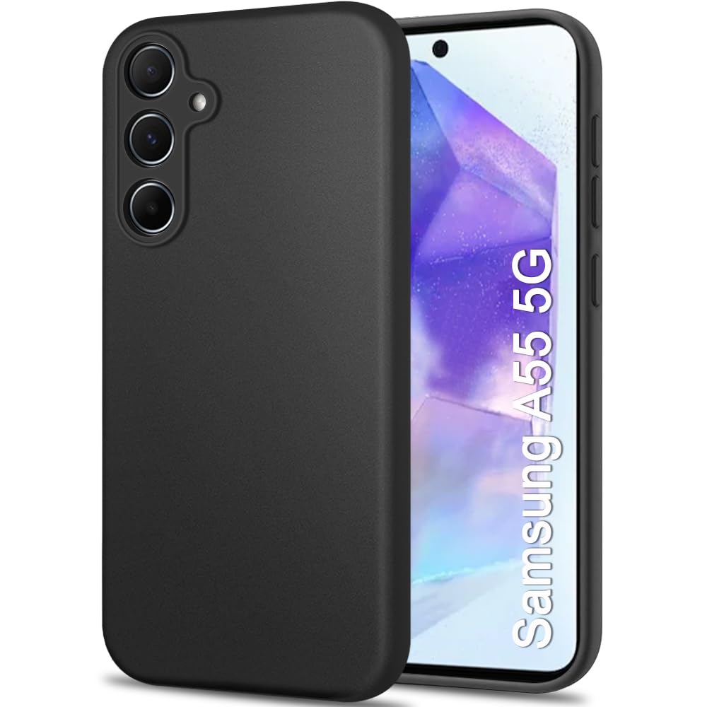 TheGiftKart Sleek Back Cover Case for Samsung Galaxy A55 5G | Slim Fit Protective Design | Ultra Matte Finish | Camera Protection Bump | Soft Silicon Back Cover Case for Samsung A55 (Silicone, Black) (B0CW1TDZ4G) Amazon Price History, Amazon Price Tracker