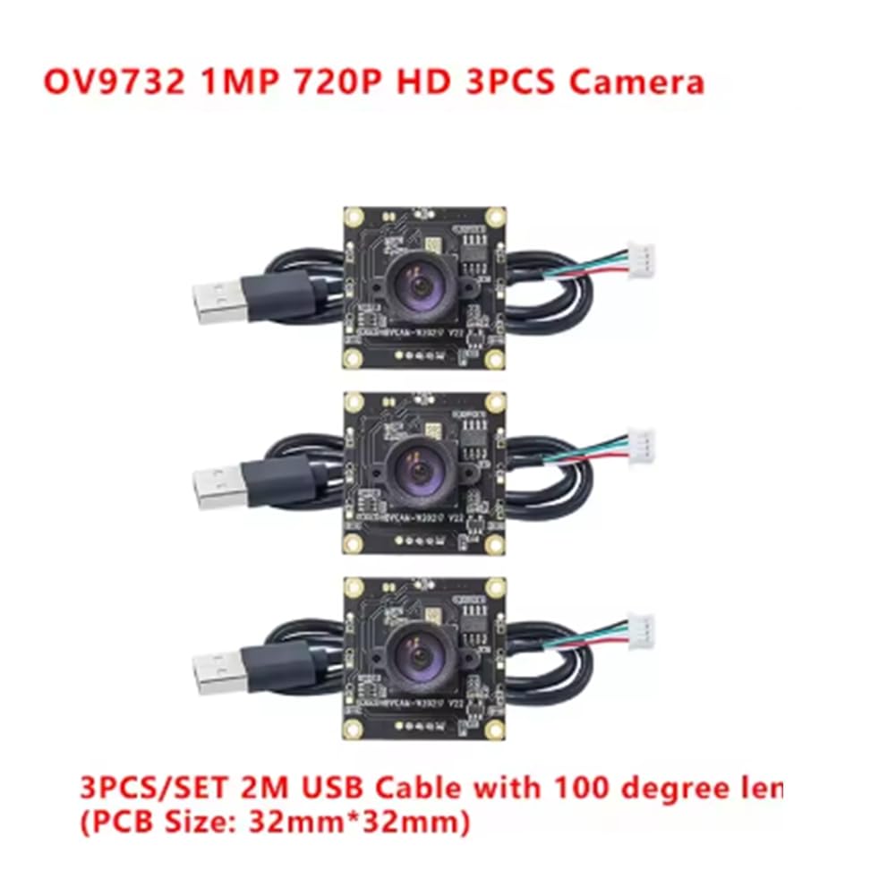 3 sztuki OV9732 100 stopni 1280 X 720 30 Fps moduł kamery do autodartów Io z kablem 2 m, rozmiar PCB: 32 x 32 mm, moduł kamery