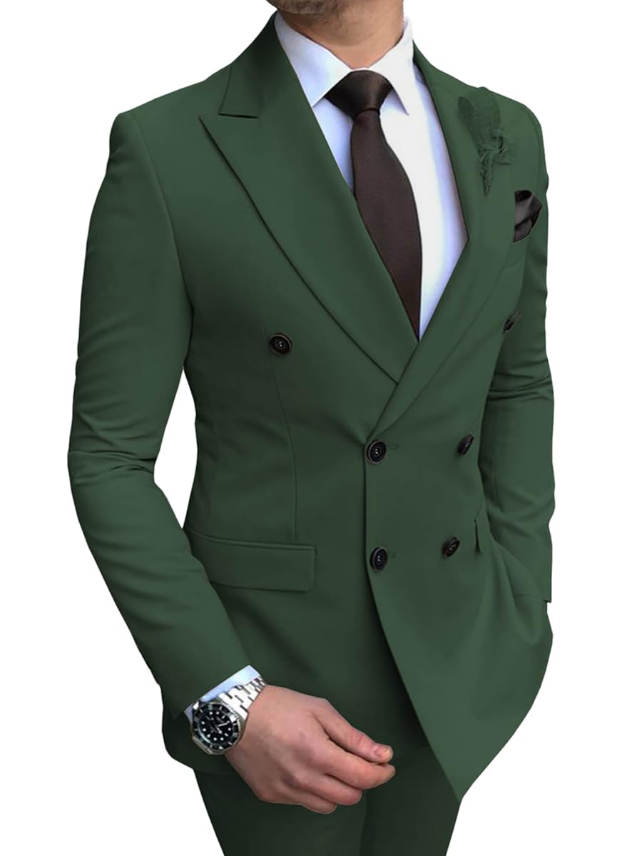 Completo Uomo 2 Pezzi Abito Set Business Suit Slim Fit Smoking Blazer Bottoni Completi Completo Festa, Matrimonio
