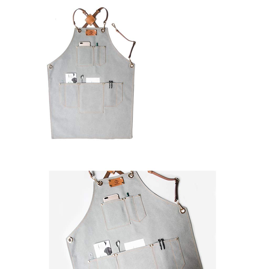 WDX- Delantal Barista Delantal Hecho a Mano Denim Overoles Floral casa Restaurante Ropa de Trabajo La Seguridad (Color : C, Size : L)