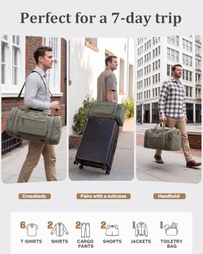 Image of Gonex Canvas Duffle Bag, Expandable 60L Travel Overnight Weekender Bag