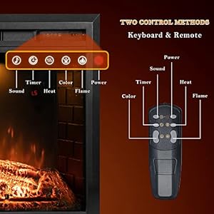 36 inch electric fireplace wall fireplace electric with remote control realistic log and crackling sound overheating protection and timer 7501500w black  urban country home decor