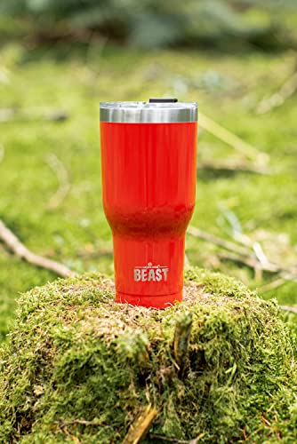 Image of Beast 20 oz Red Tumbler Stainless Steel - Insulated Coffee Cup with Lid, 2 Straws, Brush & Gift Box by Greens Steel (20oz, Ladybug Red)