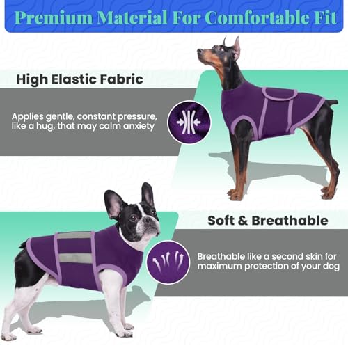 Image of MIGOHI Dog Anxiety Relief Coat,Comfort Anxiety Vest for Dogs,Adjustable Dog Anxiety Calming Wrap for Fireworks,Travel, Separation,Anxiety Jacket for Small Dogs, XS,Purple