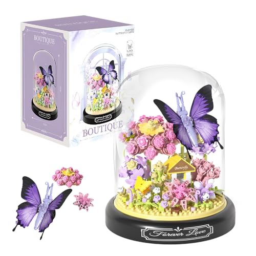Fiotha Kit de Construction de Bouquet de Fleurs, 582Pcs Fleur Bonsaï Papillon Jeux de Construction, Kit Construction Bouquet Fleurs, Jeu de Construction, Décoration Intérieure (Fleurs et Papillon)