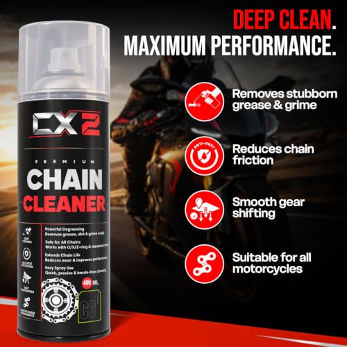 Image of CX2 Combo of CC1 Chain Lube (400 ml) and CL2 Chain Cleaner Spray for All Bikes (400 ml) | Chain Lube and Chain Cleaner | Bike Accessories All