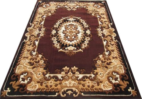 Image of SABIRA Carpet Modern Floral Area Rug Large Carpet for Living Room, Bedroom & Dining Room, Washable, Non-Slip, Brown Color (6X8 FEET)
