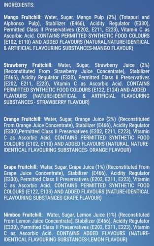 Image of Fruitchill Ice Pops Pack of 10 (700g) Natural Fruit Ice Candy Bars Mango Strawberry Nimboo Orange Grape | Low Calorie Frozen Dessert, Ice Popsicles | Summer Refreshing Ice Lollies for Kids & Adults