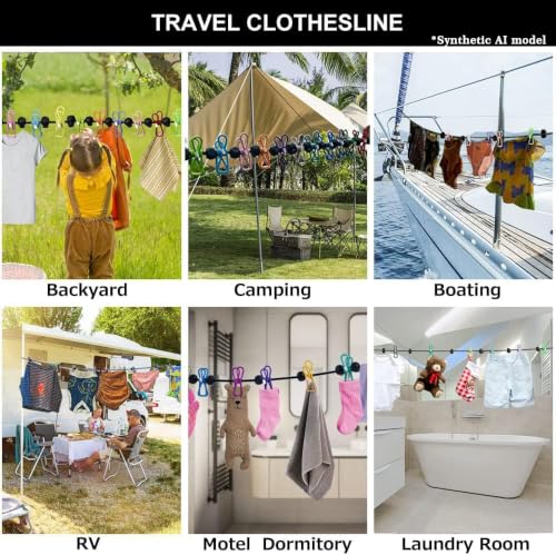 Accessoires Voyage Cabine : Corde a Linge,Corde a Linge antidérapante,Corde à Linge de Voyage P... – Image 7