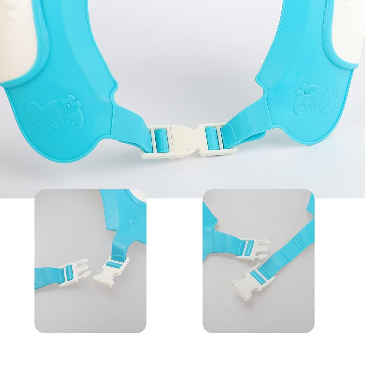 Baby Shower Cap for Kids Hair Washing Shield, Toddler Bath Hat, Shampoo Visor, Head Protector - Cute Dinosaur Shape Makes Bath More Fun - Blue - Image 9 thumbnail