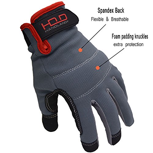 image for HANDLANDY 2 Pairs Mens Work Gloves Touch screen, Synthetic Leather Uti