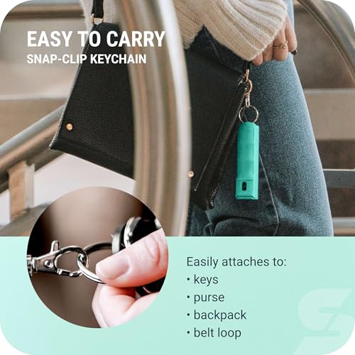 Image of SABRE Pepper Spray with Fast Flip Top Safety & Snap‑Clip Keychain for Self Defense - Maximum Police Strength OC with UV Marking Dye, Finger Grip, 10‑Sec. Spray, 14-ft Range, Made in USA, 0.54 fl oz