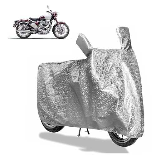 Image of Sulfar Bike Cover for Royal Enfield Classic 650 (Modern Classic) | Waterproof, Dustproof & UV Protected | All Weather Two Wheeler Cover (Silver) New 2026 Variants