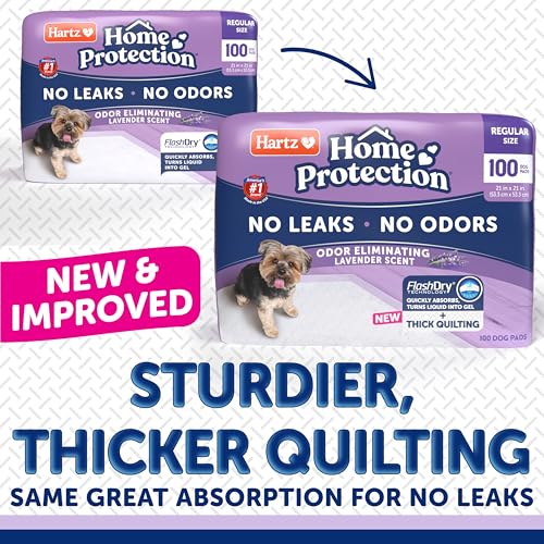 Image of Hartz Home Protection Super Absorbent Odor Eliminating Lavender Scented No Leaks Dog Pads, 100 Count