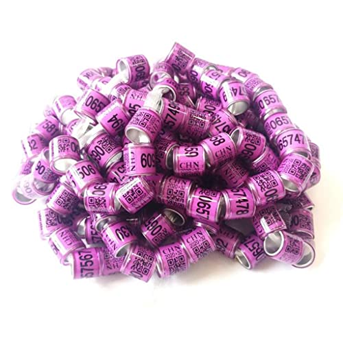 Anillas de aluminio de 8 mm para palomas y aves con numeración morada pack de 100 unidades 4