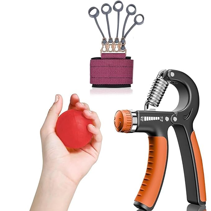 Image of Dr. Care Stress Relief and Hand Strength Improvement Kit: Stress Ball, Hand Grip, Finger Exerciser - All Fitness Levels Accessories for Home Gym