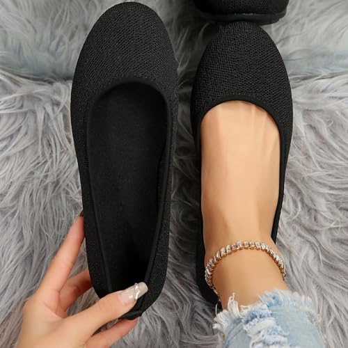 Women’s Knit Ballet Flat Shoes Comfort Soft Round Toe Slip On Ballerina Walking Flats Classic Softable Ballet Shoes2