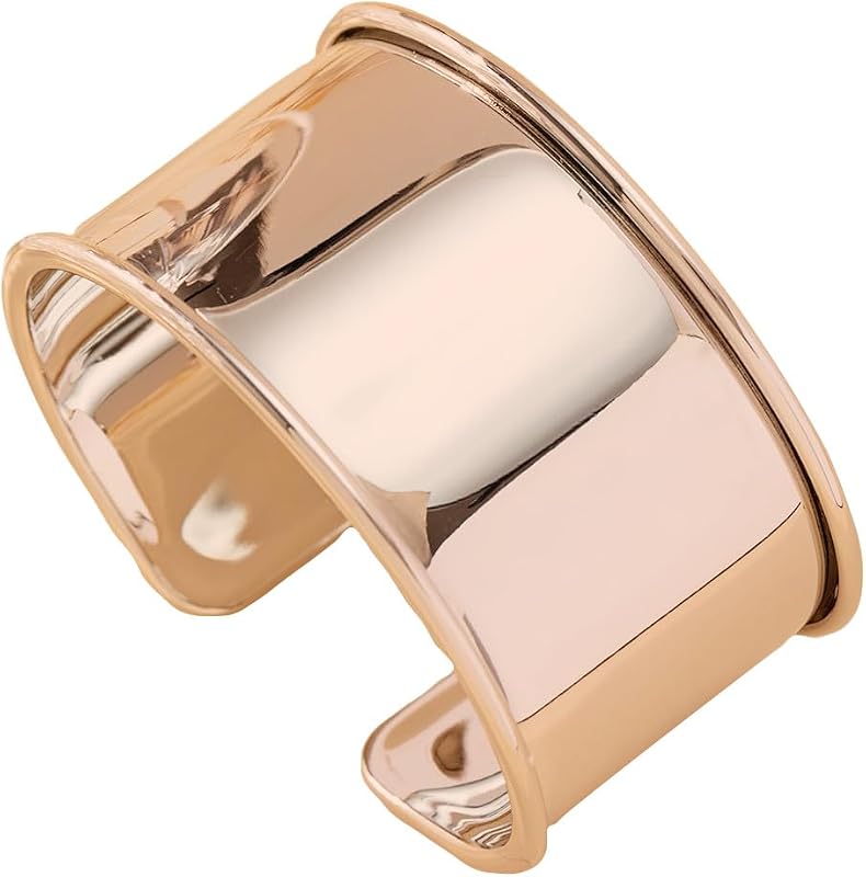 COLORFUL BLING Chunky Polished Gold-Tone Cuff Bracelets Thick Adjustable Open Wide Cuff Bangle Bracelets Wrist Jewelry Gifts for Women