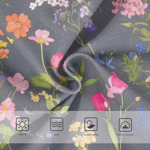 KLL Colorful Wildflowers Pattern Boys Toddler Pure Cotton Boxer Briefs Breathable Children Undies3