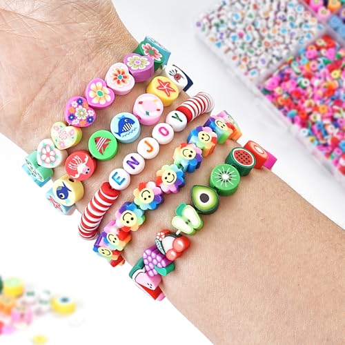 Richginker B0101 2300Pcs Polymer Clay Beads Friendship Bracelet Making Kit Cute Fun Charms Beads For Bracelet Jewelry Making Diy Arts Crafts Birthday Gifts Toys For Kids Girls Age 6-13 thumb #4