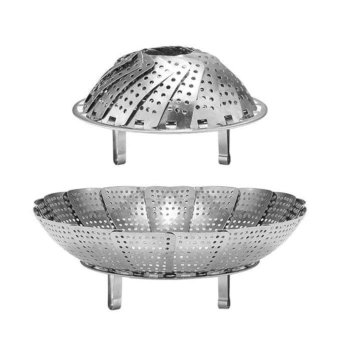 Image of Clazkit Stainless Steel Vegetable Steamer Basket for Cooking Vegetable & Fruits /Salad /Steaming with Insert for Pots, Crock, Pans Food Drain Bowl (Silver)